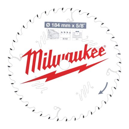 ÐŸÐ¸Ð»ÑŒÐ½Ñ‹Ð¹ Ð´Ð¸ÑÐº Milwaukee Ð´Ð»Ñ Ñ†Ð¸Ñ€ÐºÑƒÐ»ÑÑ€Ð½Ð¾Ð¹ Ð¿Ð¸Ð»Ñ‹ Ð¿Ð¾ Ð´ÐµÑ€ÐµÐ²Ñƒ 184x5/8x2,1x40