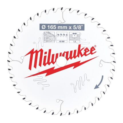 ÐŸÐ¸Ð»ÑŒÐ½Ñ‹Ð¹ Ð´Ð¸ÑÐº Milwaukee Ð´Ð»Ñ Ñ†Ð¸Ñ€ÐºÑƒÐ»ÑÑ€Ð½Ð¾Ð¹ Ð¿Ð¸Ð»Ñ‹ Ð¿Ð¾ Ð´ÐµÑ€ÐµÐ²Ñƒ 165x15.87x1.6x40
