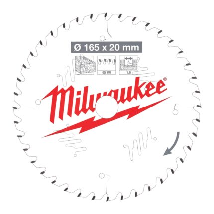 ÐŸÐ¸Ð»ÑŒÐ½Ñ‹Ð¹ Ð´Ð¸ÑÐº Milwaukee Ð´Ð»Ñ Ñ†Ð¸Ñ€ÐºÑƒÐ»ÑÑ€Ð½Ð¾Ð¹ Ð¿Ð¸Ð»Ñ‹ Ð¿Ð¾ Ð´ÐµÑ€ÐµÐ²Ñƒ 165x20x1.6x40