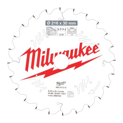 ÐŸÐ¸Ð»ÑŒÐ½Ñ‹Ð¹ Ð´Ð¸ÑÐº Milwaukee Ð´Ð»Ñ Ñ‚Ð¾Ñ€Ñ†Ð¾Ð²Ð¾Ñ‡Ð½Ð¾Ð¹ Ð¿Ð¸Ð»Ñ‹ Ð¿Ð¾ Ð´ÐµÑ€ÐµÐ²Ñƒ 216x30x2,4x24