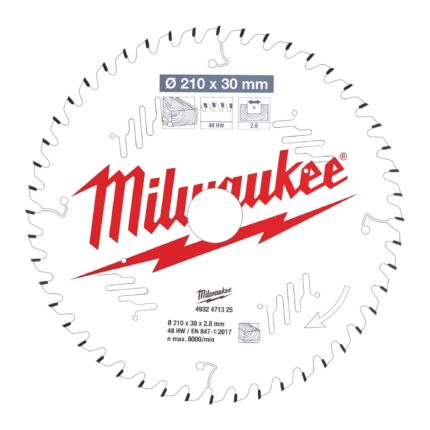 ÐŸÐ¸Ð»ÑŒÐ½Ñ‹Ð¹ Ð´Ð¸ÑÐº Milwaukee Ð´Ð»Ñ Ñ‚Ð¾Ñ€Ñ†Ð¾Ð²Ð¾Ñ‡Ð½Ð¾Ð¹ Ð¿Ð¸Ð»Ñ‹ Ð¿Ð¾ Ð´ÐµÑ€ÐµÐ²Ñƒ 210x30x2.8x48