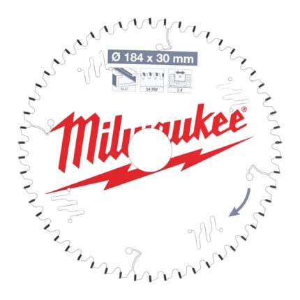 ÐŸÐ¸Ð»ÑŒÐ½Ñ‹Ð¹ Ð´Ð¸ÑÐº Milwaukee Ð´Ð»Ñ Ñ†Ð¸Ñ€ÐºÑƒÐ»ÑÑ€Ð½Ð¾Ð¹ Ð¿Ð¸Ð»Ñ‹ Ð¿Ð¾ Ð°Ð»ÑŽÐ¼Ð¸Ð½Ð¸ÑŽ 184x30x2,4x54