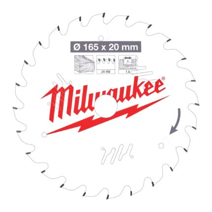 ÐŸÐ¸Ð»ÑŒÐ½Ñ‹Ð¹ Ð´Ð¸ÑÐº Milwaukee Ð´Ð»Ñ Ñ†Ð¸Ñ€ÐºÑƒÐ»ÑÑ€Ð½Ð¾Ð¹ Ð¿Ð¸Ð»Ñ‹ Ð¿Ð¾ Ð´ÐµÑ€ÐµÐ²Ñƒ 165x20x1.6x24
