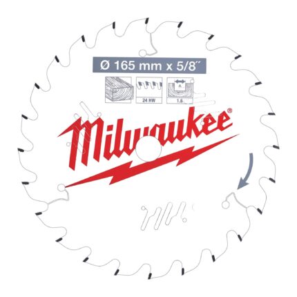 ÐŸÐ¸Ð»ÑŒÐ½Ñ‹Ð¹ Ð´Ð¸ÑÐº Milwaukee Ð´Ð»Ñ Ñ†Ð¸Ñ€ÐºÑƒÐ»ÑÑ€Ð½Ð¾Ð¹ Ð¿Ð¸Ð»Ñ‹ Ð¿Ð¾ Ð´ÐµÑ€ÐµÐ²Ñƒ 165x15.87x1.6x24