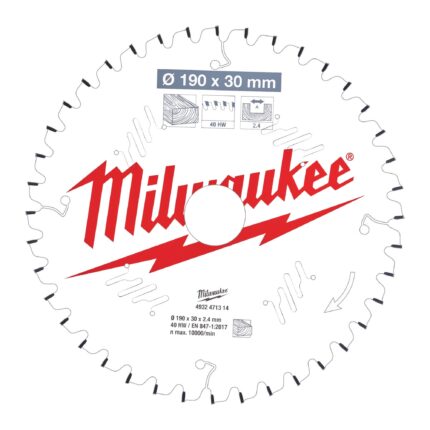 ÐŸÐ¸Ð»ÑŒÐ½Ñ‹Ð¹ Ð´Ð¸ÑÐº Milwaukee Ð´Ð»Ñ Ñ‚Ð¾Ñ€Ñ†Ð¾Ð²Ð¾Ñ‡Ð½Ð¾Ð¹ Ð¿Ð¸Ð»Ñ‹ Ð¿Ð¾ Ð´ÐµÑ€ÐµÐ²Ñƒ 190x30x2,4x40
