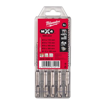 ÐÐ°Ð±Ð¾Ñ€ ÑÐ²ÐµÑ€Ð» Milwaukee SDS-Plus MX4 5 ÑˆÑ‚.