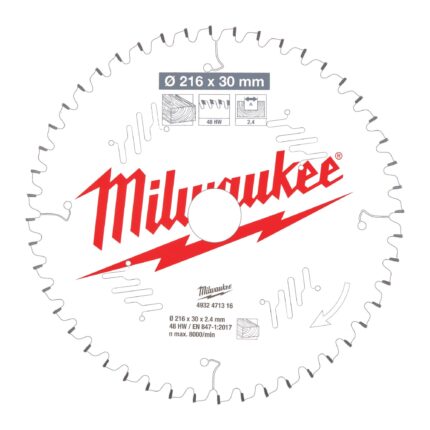 ÐŸÐ¸Ð»ÑŒÐ½Ñ‹Ð¹ Ð´Ð¸ÑÐº Milwaukee Ð´Ð»Ñ Ñ‚Ð¾Ñ€Ñ†Ð¾Ð²Ð¾Ñ‡Ð½Ð¾Ð¹ Ð¿Ð¸Ð»Ñ‹ Ð¿Ð¾ Ð´ÐµÑ€ÐµÐ²Ñƒ 216x30x2,4x48