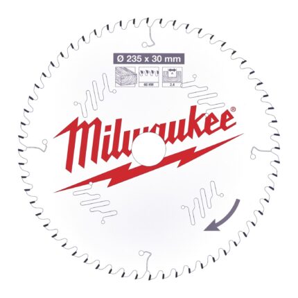 ÐŸÐ¸Ð»ÑŒÐ½Ñ‹Ð¹ Ð´Ð¸ÑÐº Milwaukee Ð´Ð»Ñ Ñ†Ð¸Ñ€ÐºÑƒÐ»ÑÑ€Ð½Ð¾Ð¹ Ð¿Ð¸Ð»Ñ‹ Ð¿Ð¾ Ð´ÐµÑ€ÐµÐ²Ñƒ 235x30x2,4x60