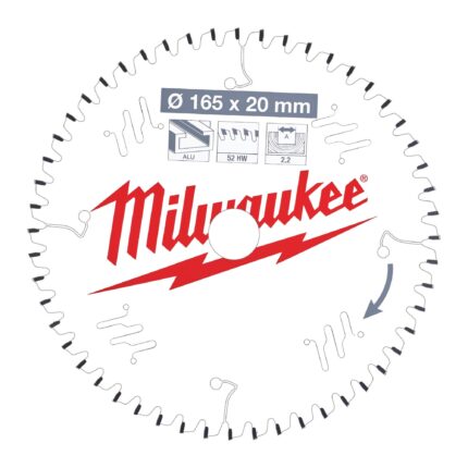 ÐŸÐ¸Ð»ÑŒÐ½Ñ‹Ð¹ Ð´Ð¸ÑÐº Milwaukee Ð´Ð»Ñ Ñ†Ð¸Ñ€ÐºÑƒÐ»ÑÑ€Ð½Ð¾Ð¹ Ð¿Ð¸Ð»Ñ‹ Ð¿Ð¾ Ð°Ð»ÑŽÐ¼Ð¸Ð½Ð¸ÑŽ 165x20x2,2x52